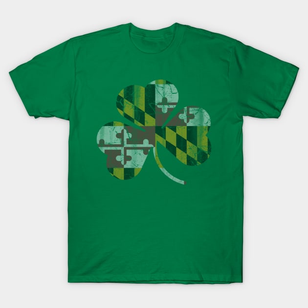 State Flag of Maryland Flag Shamrock T-Shirt by E